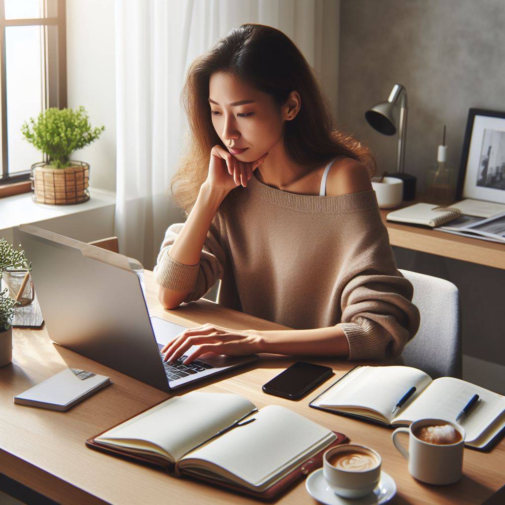 这位女性在电脑上做什么？ - 心理测试题封面图